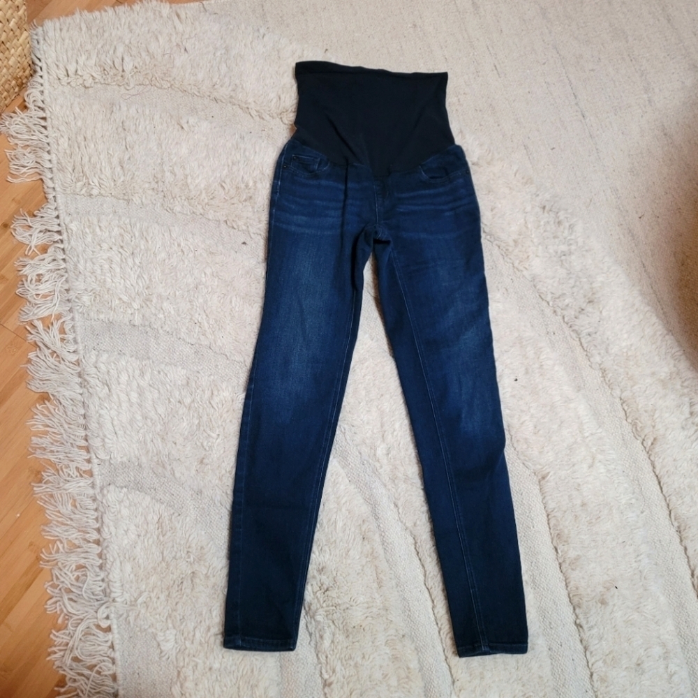 Motherhood Pea In The Pod Maternity Over Stomach Skinny Jeans size 28 Dark Wash